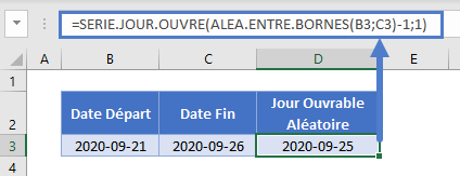 generateur dates aleatoires fonction alea entre bornes serie jour ouvre