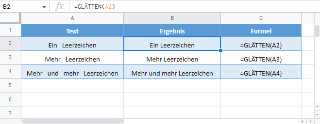 glaetten formel google sheets