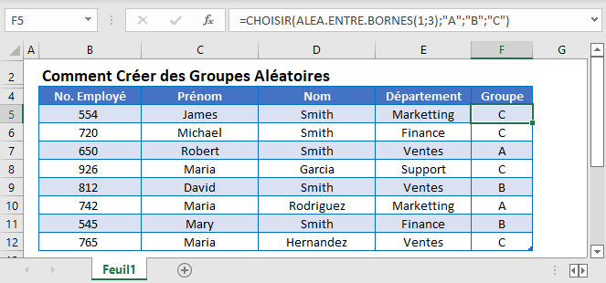 groupes aleatoires fonction principale