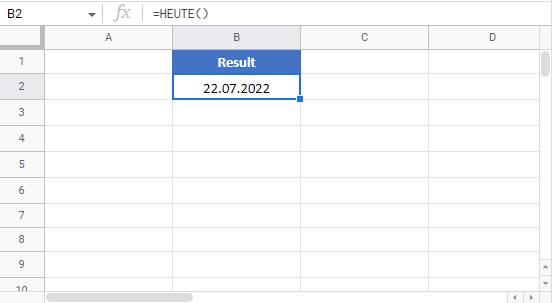 heute formel google sheets