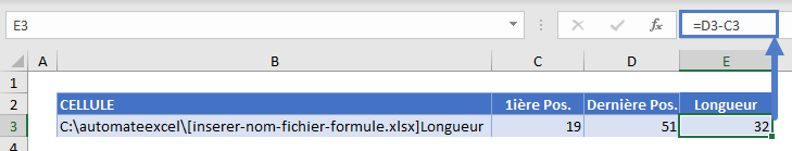 inserer nom fichier formule cellule filename longueur