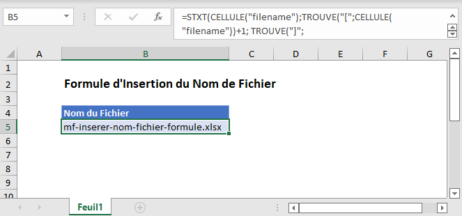 inserer nom fichier formule fonction principale