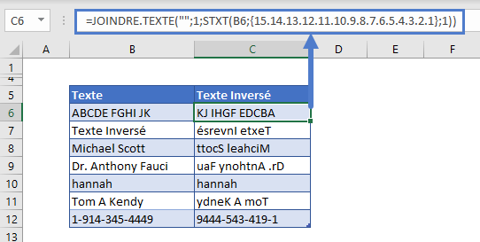 inverser texte formule simple exemple 1