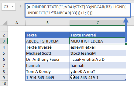 inverser texte formule tableau dynamique etape finale