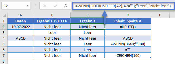 istleer formel wenn oder funktion