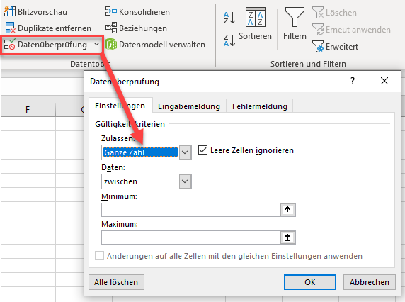 istzahl formel datenueberpruefung