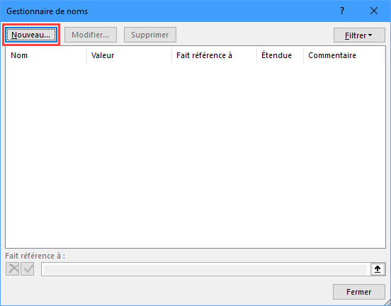 lister noms feuilles dialogue gestionnaire noms bouton nouveau
