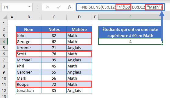 nombre si plusieurs criteres exemple principal 2