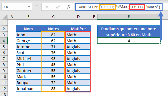 nombre si plusieurs criteres exemple principal