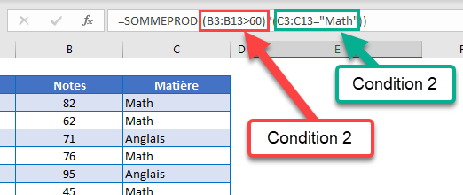 nombre si plusieurs criteres fonction sommeprod