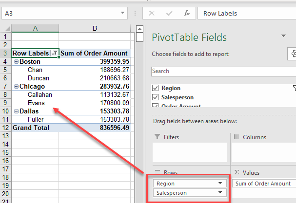 pivottable simple grouping