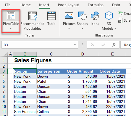 pivottable ribbon