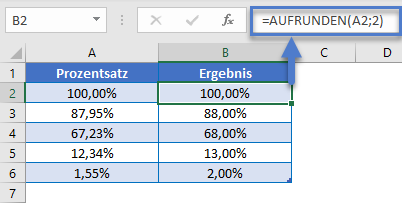 prozentsatz aufrunden formel