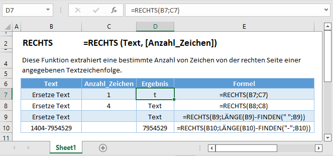 rechts formel hauptfunktion