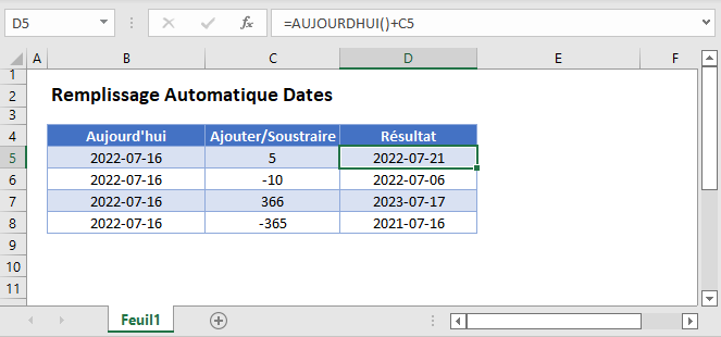 remplissage automatique dates fonction principale