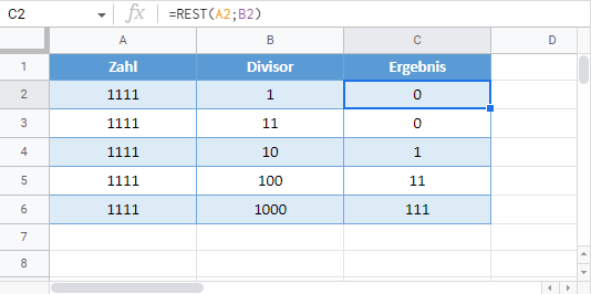 rest formel google sheets