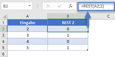 rest formel jede zweite zeile