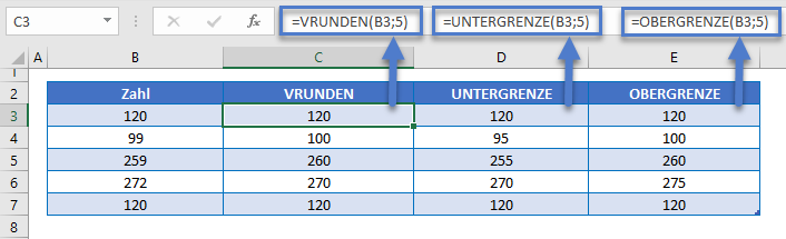 runden formel vrunden odergrenze untergrenze funktion