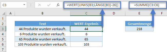 summe mit wert funktion bilden