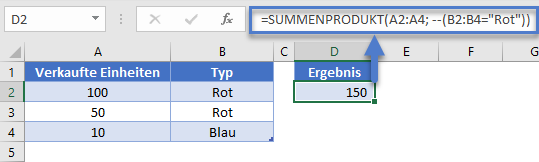 summenprodukt formel ein kriterium