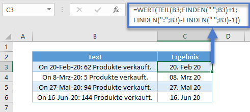 teil formel datum extrahieren