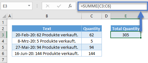 teil formel wert summe funktion