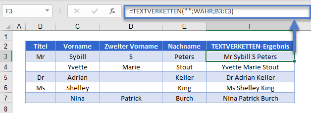 textverketten formel leerzeichen ignorieren wahr