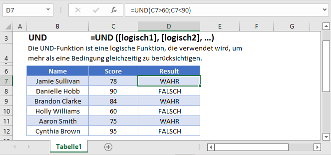 und formel hauptfunktion