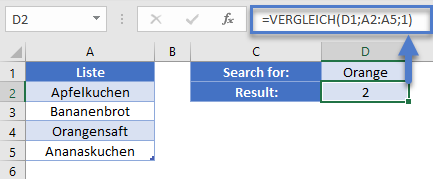 vergleich formel sortierte liste ergebnis