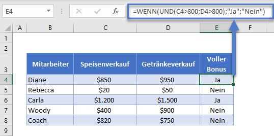 wenn formel und funktion verwenden