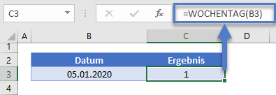 wochentag formel tag aus datum