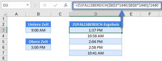 zufallsbereich formel minuten erzeugen