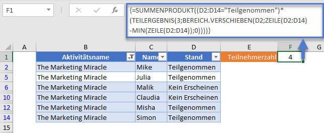 zwischensumme wenn teilergebnis summenprodukt bereich.verschieben funktion