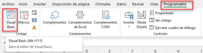 Acceder a Editor Visual Basic