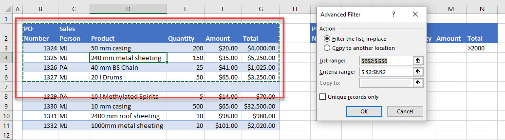 AdvancedFilterNotWorking incomplete data