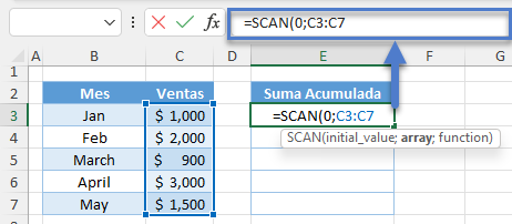 Argumento Array Función Scan