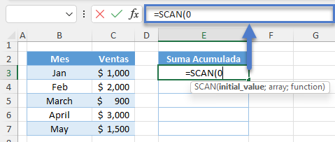 Argumento Valor Inicial Función Scan