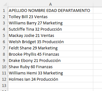 Datos para Ejemplo xlFlashFill