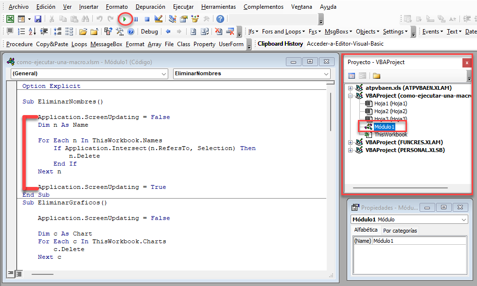 Ejecutar Macro desde Editor VB