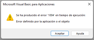 Error 1004 Definido por la Aplicación o el Objeto