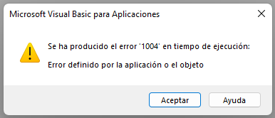 Error 1004 Objeto No Encontrado