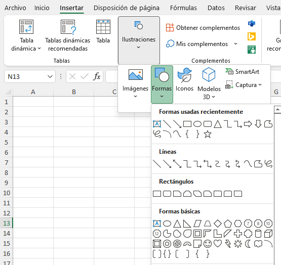 Formas en Excel