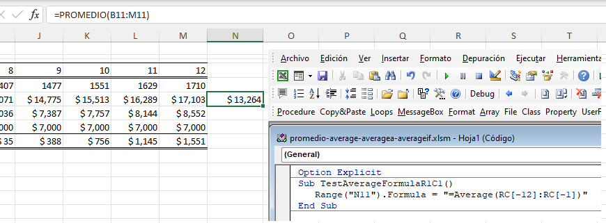 FórmulaR1C1 Average