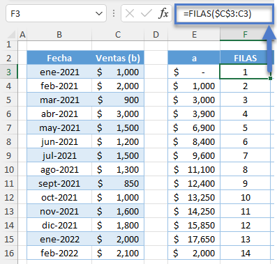 Función FILAS