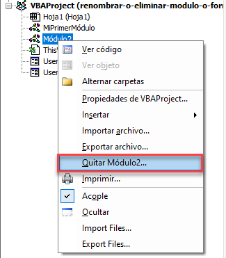 Quitar Módulo VBA