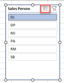 Slicer filter single select