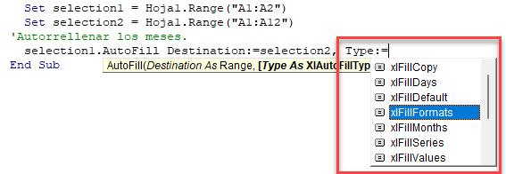 Tipo de Autorrelleno VBA