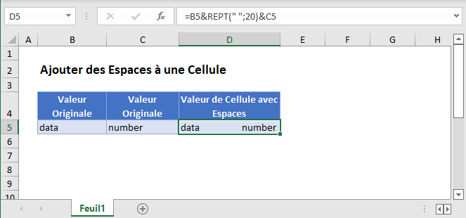 comment ajouter un espace dans une formule excel