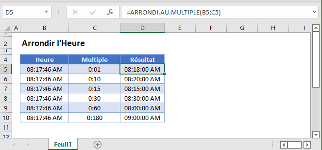 arrondir heure fonction principale
