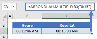 arrondir heure multiple 15min exemple